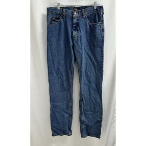 Lee Jeans Mens 34x34 Mid Rise Straight Regular Fit Medium Wash